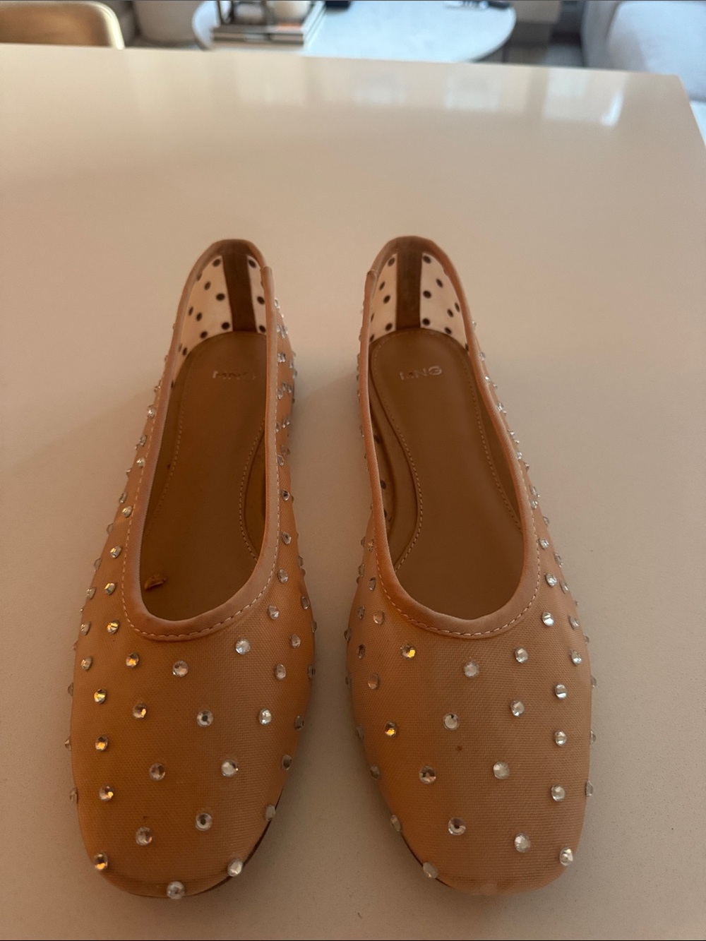 Mango Rhinestone Ballet Flats